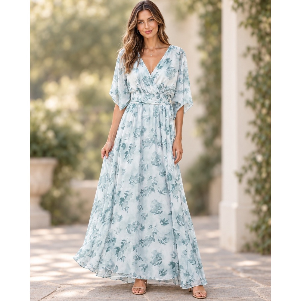 Baltic Born Katya Maxi Dress Sage Floral Romantic Garden Ethereal Large Feminine